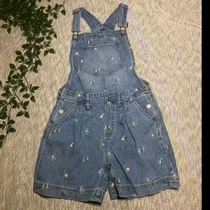 Gap Kids Floral Embroidered Denim Overalls